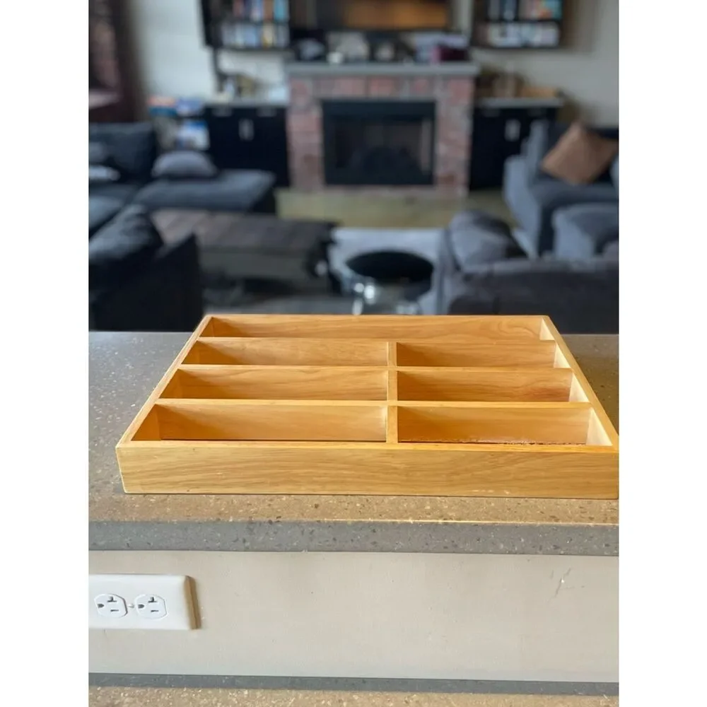 Bamboo Wooden Cutlery Drawer Organizer - Natural Wood